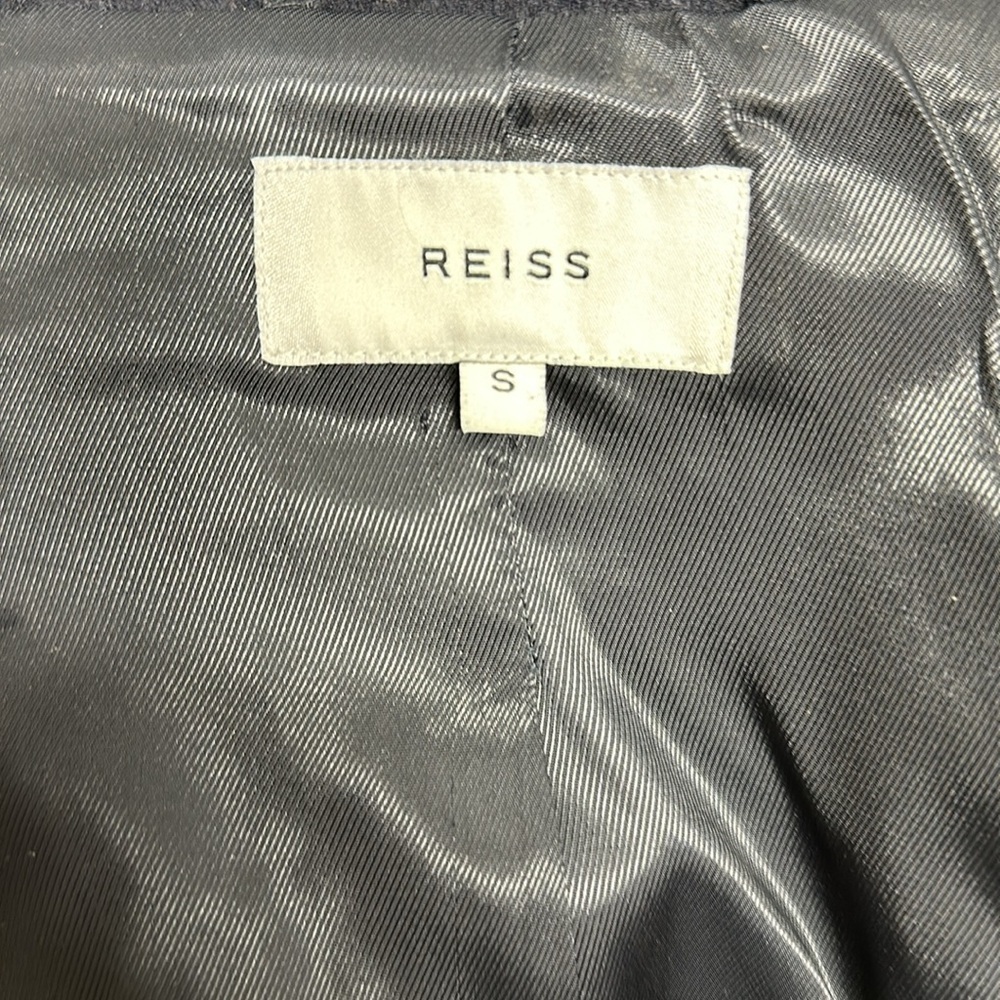 Reiss Peacoat Jacket Coat Wool Blend Collared Button Down Navy Blue Size Small - Picture 6 of 8